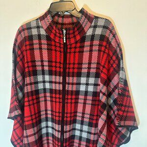 Allison Daley Plaid Zip Front Poncho Sweater Size 0X